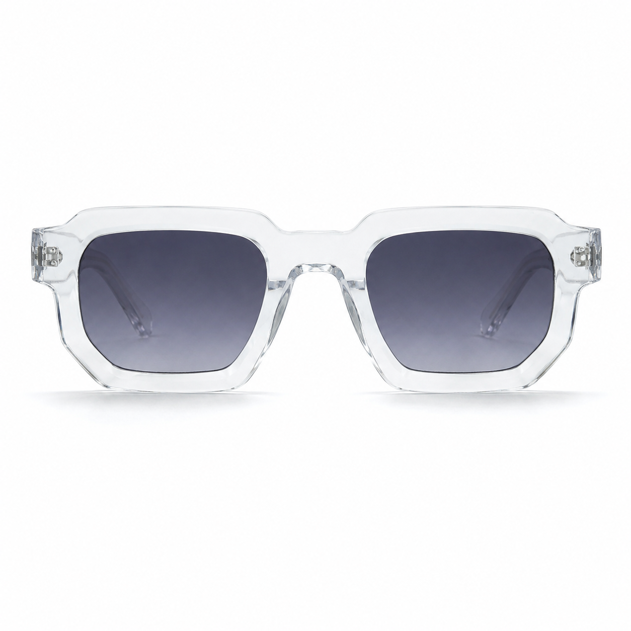 Lunettes de Soleil Carrées - Transparentes Verres Gris
