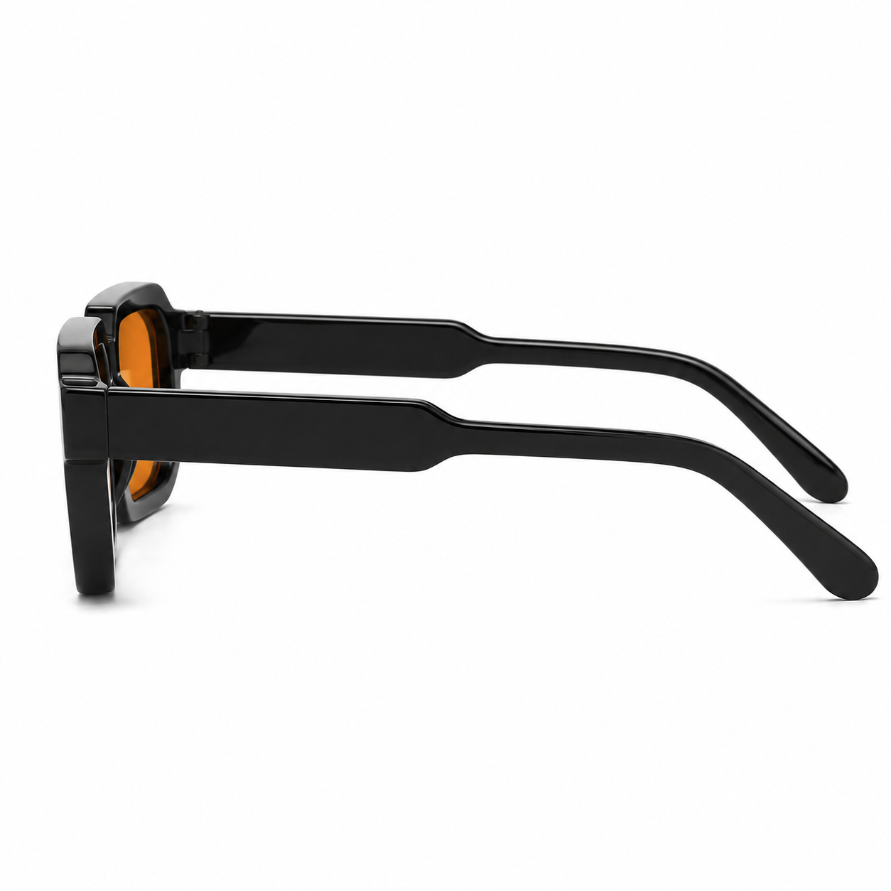 Lunettes de Soleil Carrées - Noires Verres Oranges