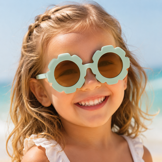 Lunettes de Soleil Enfant – Fleur Vert Menthe plage 