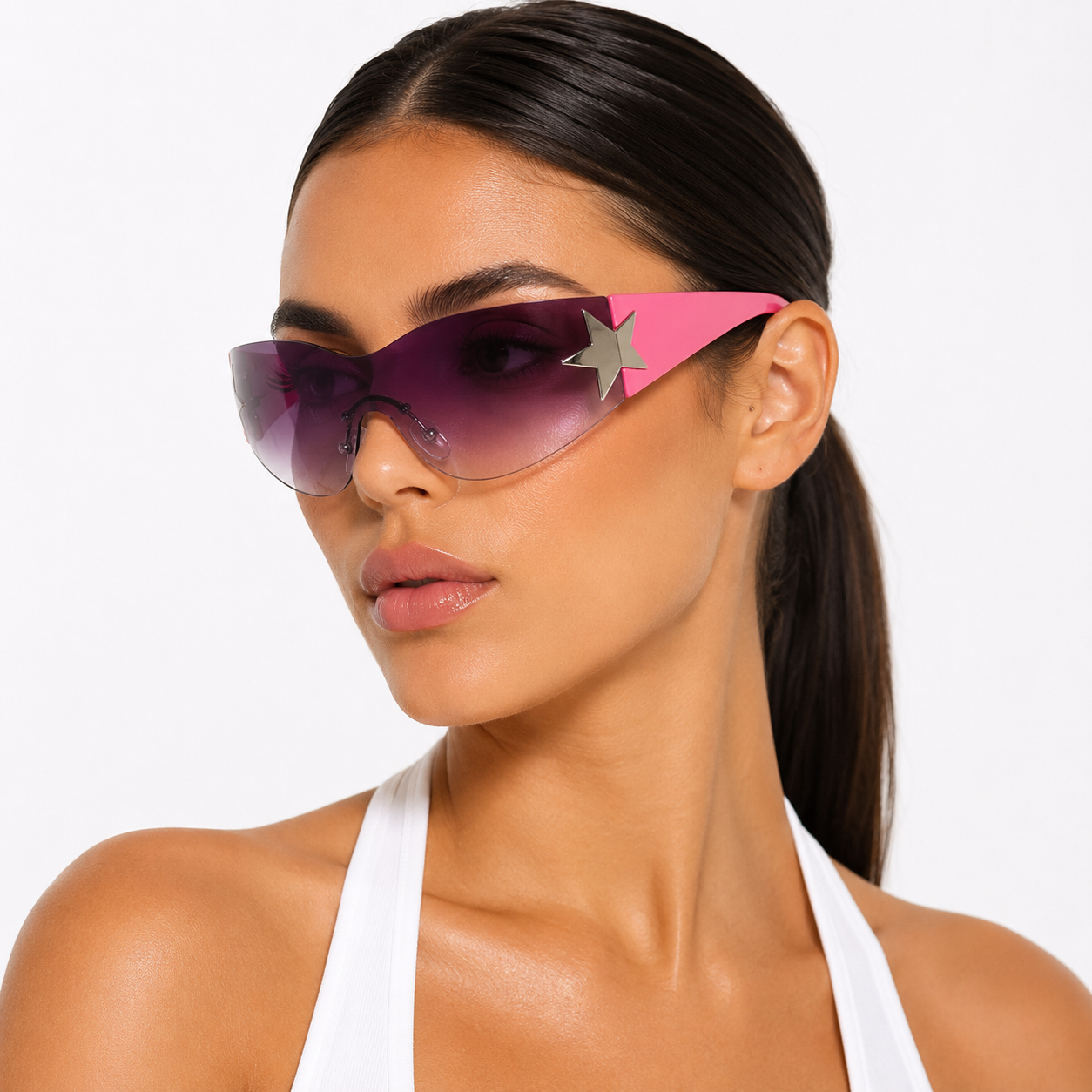 Lunettes de Soleil Futuristes -  Étoile Rose