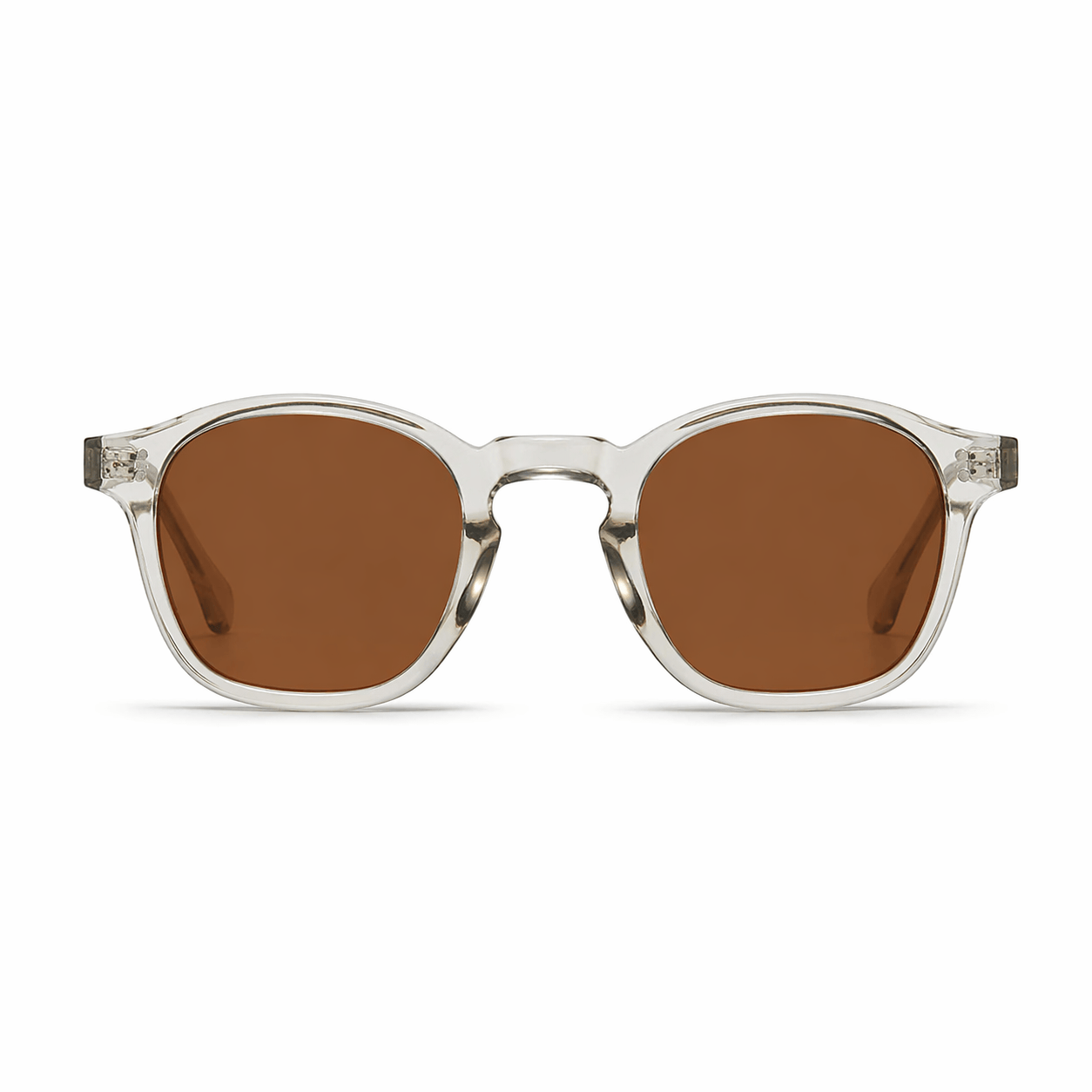 Lunettes de Soleil Homme Rondes | Monture Transparente Verres Marrons | Solarya