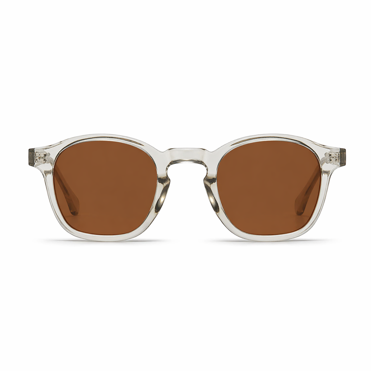 Lunettes de Soleil Homme Rondes | Monture Transparente Verres Marrons | Solarya