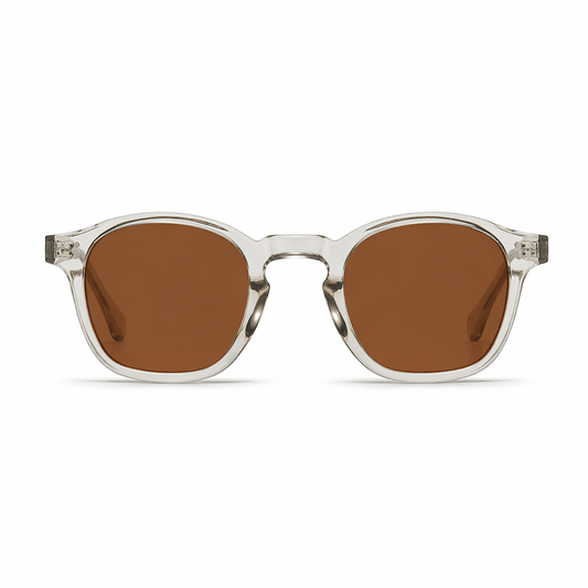Lunettes de Soleil Homme Rondes | Monture Transparente Verres Marrons | Solarya