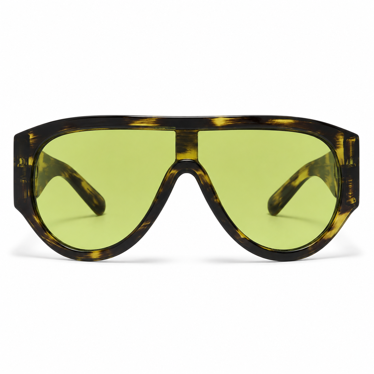 Lunettes de Soleil Oversize Shield - Écaille Vert