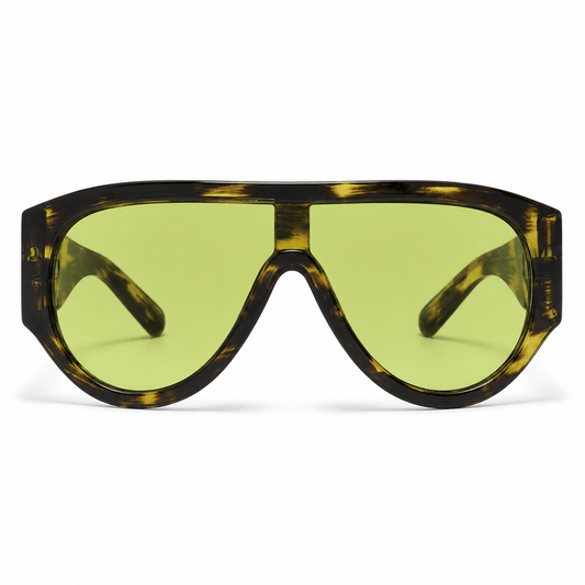 Lunettes de Soleil Oversize Shield - Écaille Vert