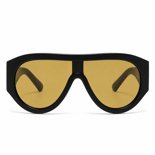 Lunettes de Soleil Oversize Shield – Noir & Jaune