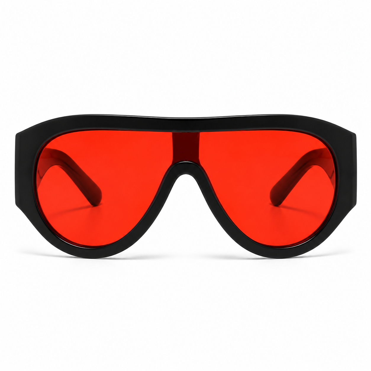 Lunettes de Soleil Oversize Shield – Noir & Rouge