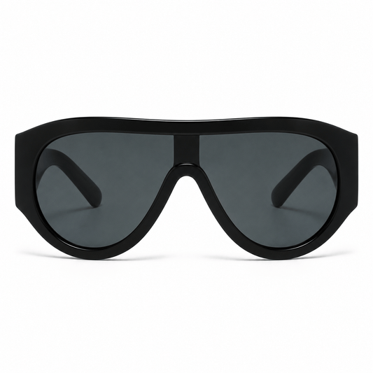 Lunettes de Soleil Oversize Shield - Noires Verres Fumés