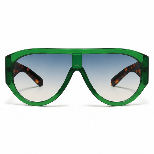 Lunettes de Soleil Oversize Shield - Vert & Écaille