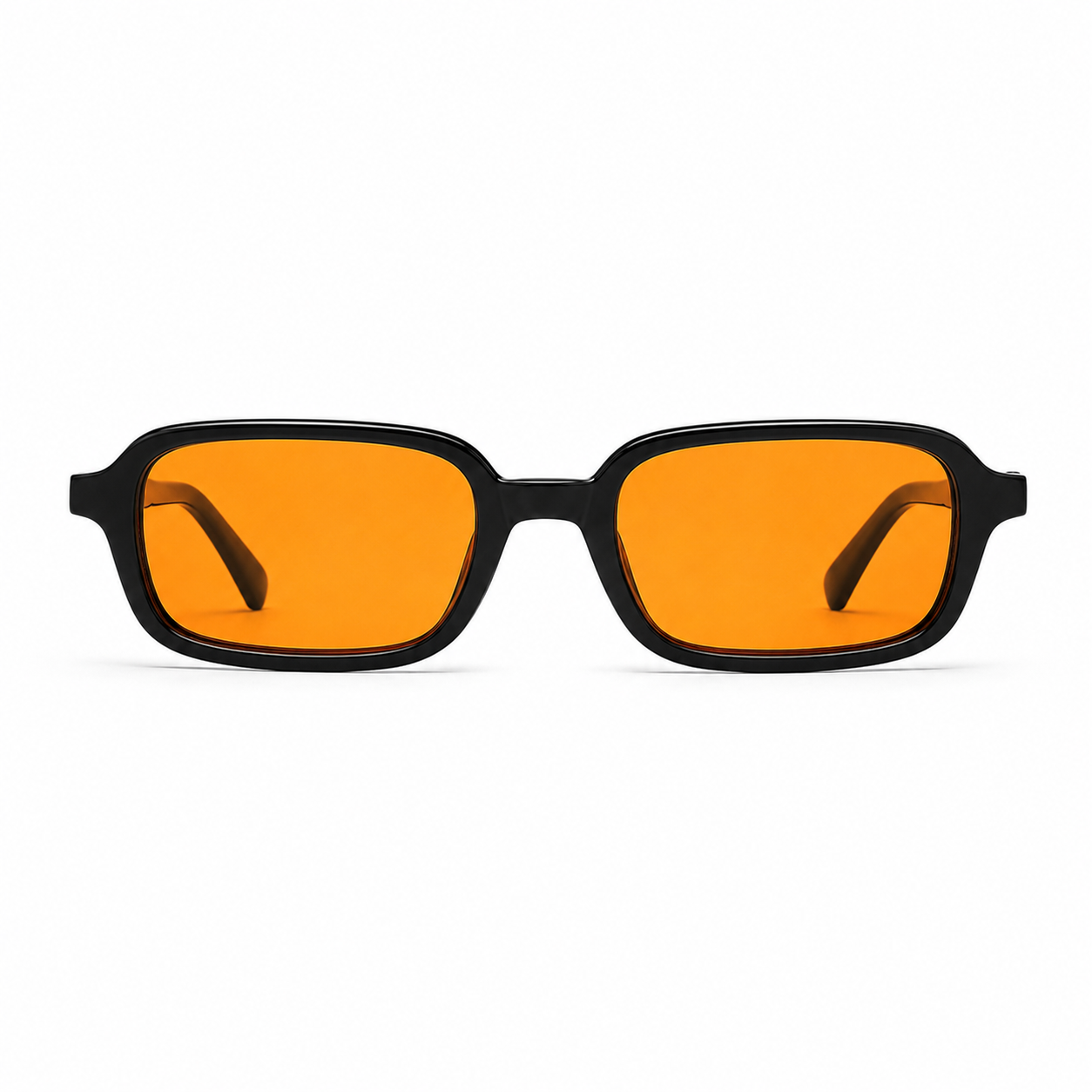 Lunettes de Soleil Esmée - Rectangulaires Noires Verres Oranges