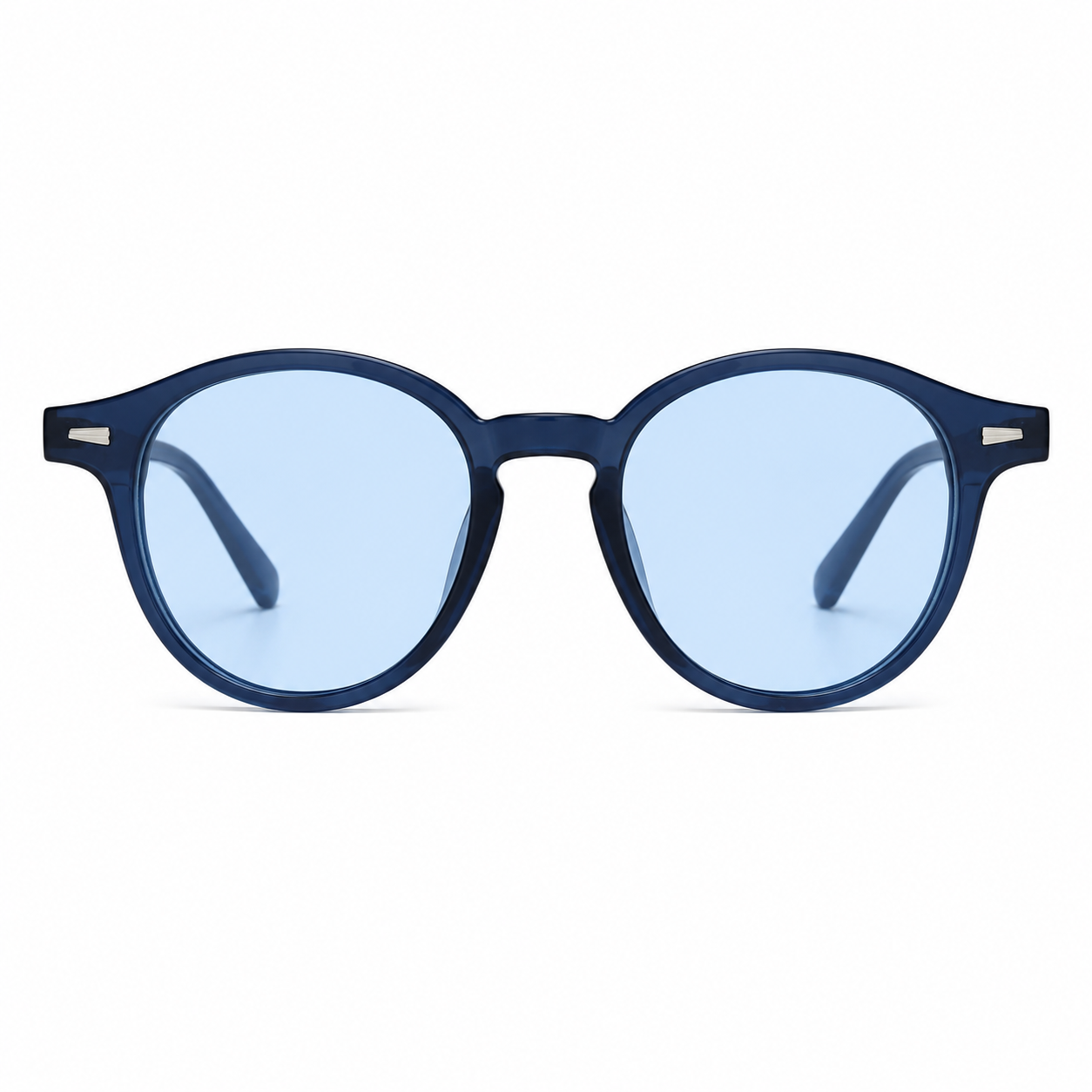 Lunettes de Soleil Rondes - Bleu Marine Verres Bleu Ciel