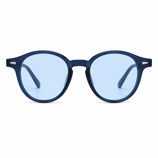 Lunettes de Soleil Rondes - Bleu Marine Verres Bleu Ciel