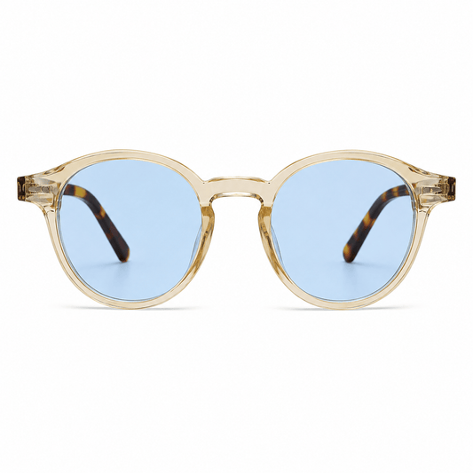 Lunettes de Soleil Rondes - Transparentes Verres Bleu Ciel