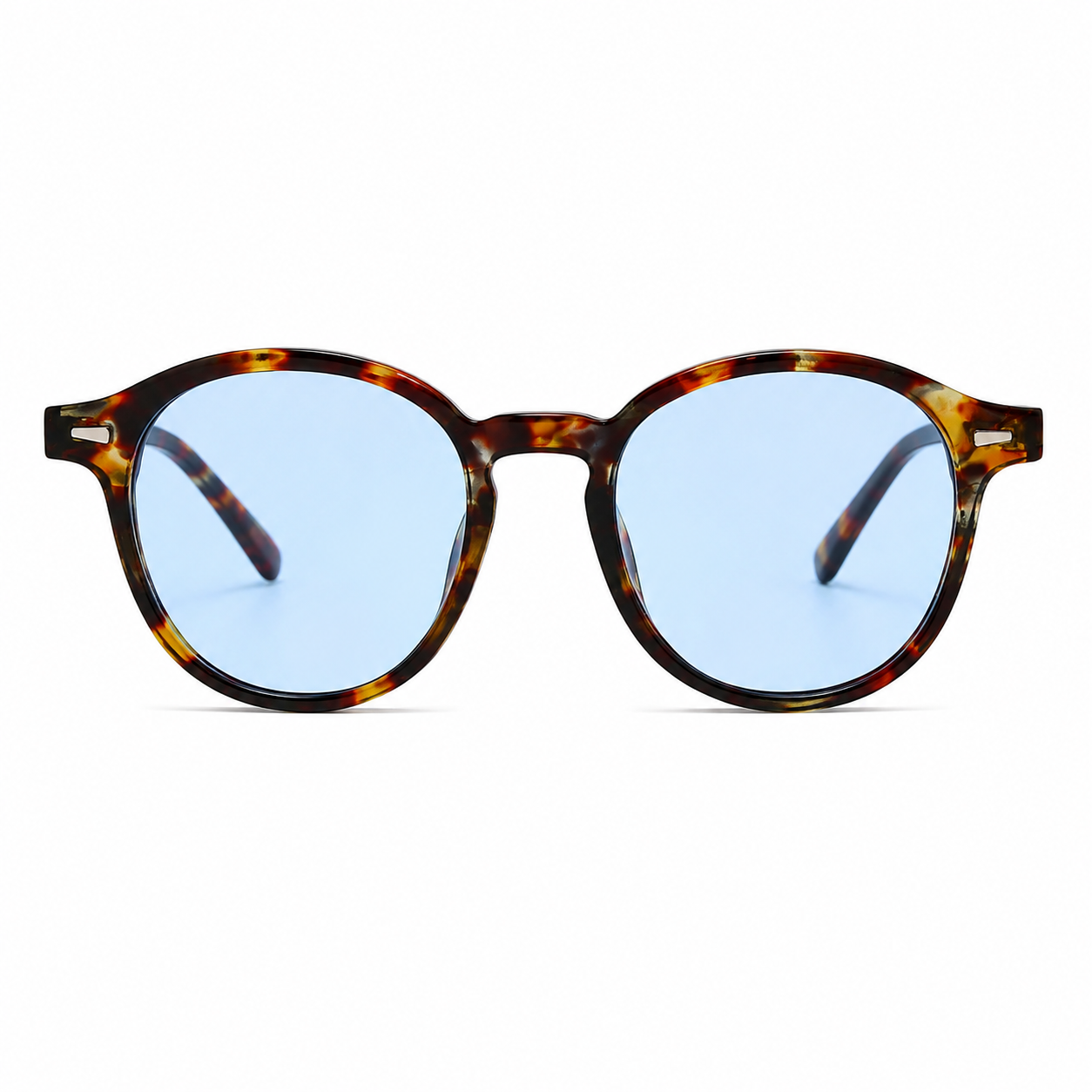 Lunettes de Soleil Rondes - Écaille Bleu Ciel