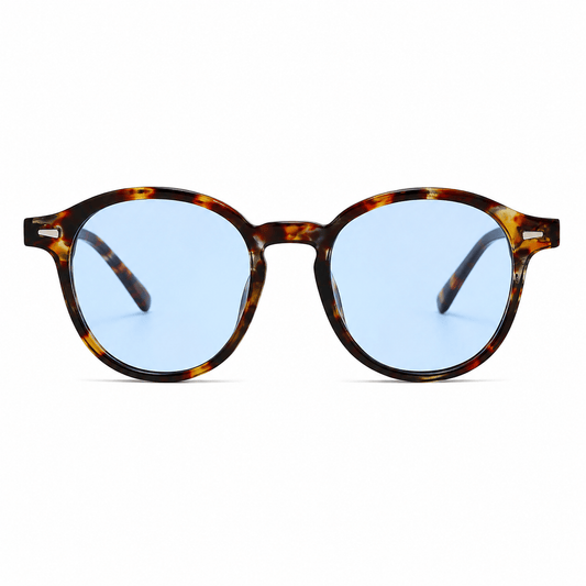Lunettes de Soleil Rondes - Écaille Bleu Ciel