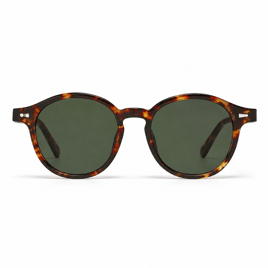 Lunettes de Soleil Rondes - Écaille Vert Foncé