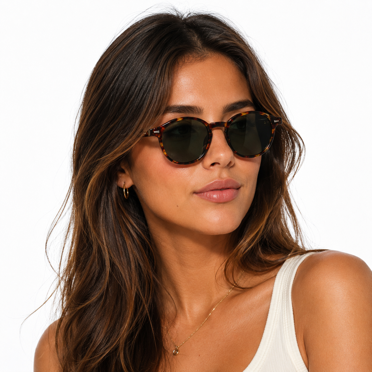 Lunettes de Soleil Rondes - Écaille Vert Foncé