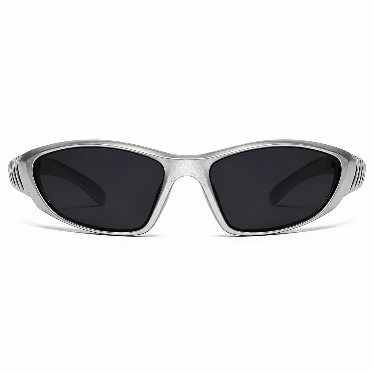 Lunettes de Soleil Sport - Enveloppante Argent & Noir