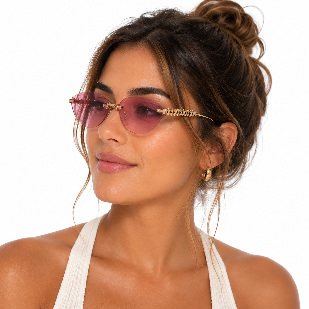 Lunettes de Soleil – Œil de Chat Dorées Roses